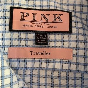 thomas pink traveler mens shirt blue white shirt